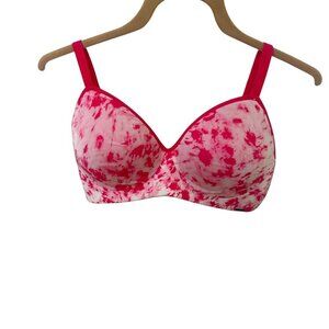 Halston Women's Bra 36D Pink Design T-Shirt Comfort Wireless Lightly Padded NEW